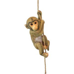 Chico The Chimpanzee Baby Monkey Hanging Animal Statue, 16 Inches High